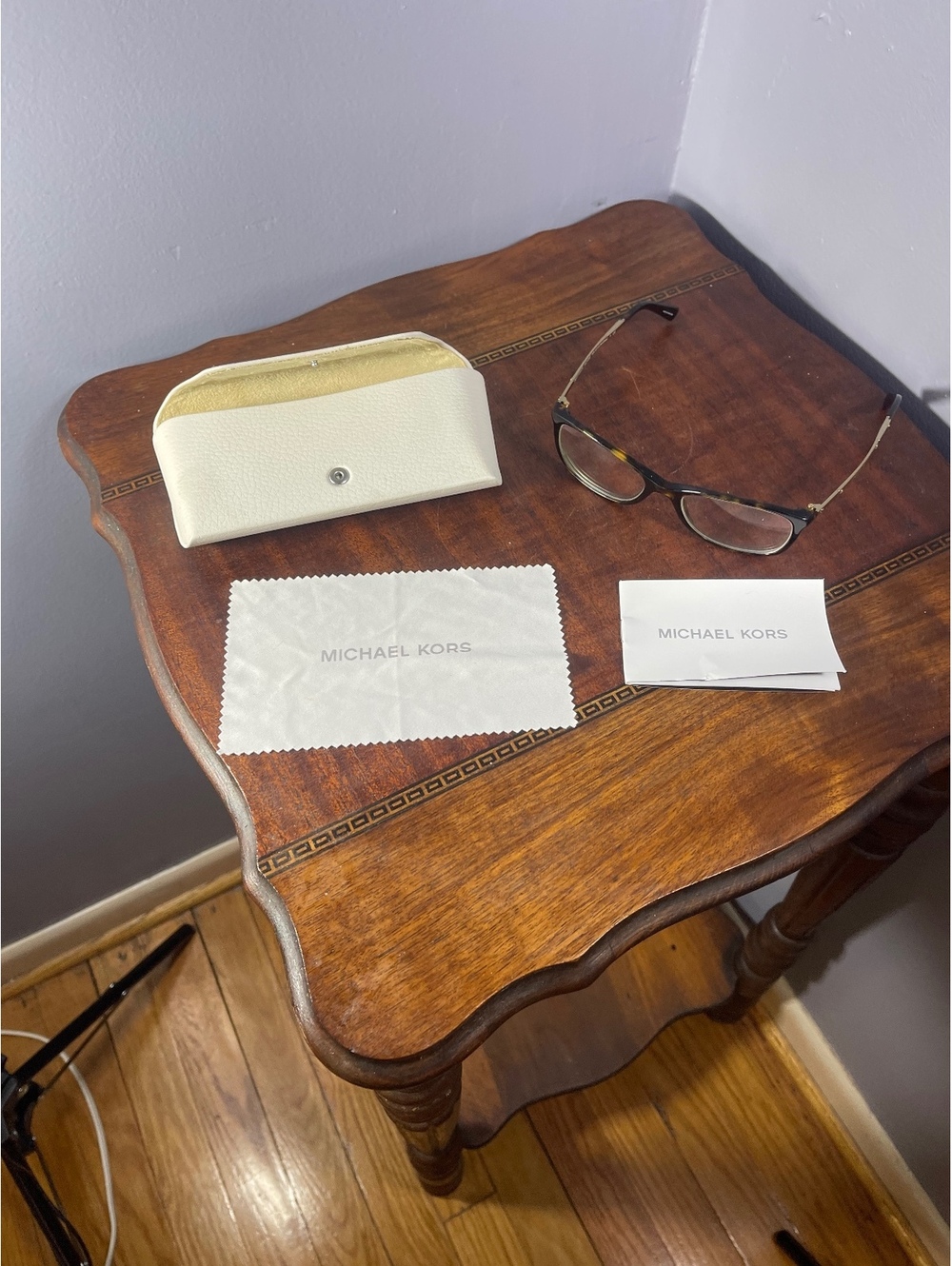 Michael Kors Eyeglasses with White Leather Case and Cleaning Cloth